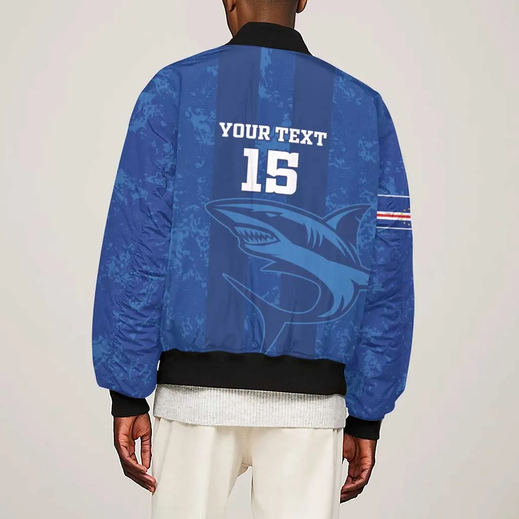 Custom Cape Verde Football Sleeve Zip Bomber Jacket Go Champions Tubaroes Azuis LT15