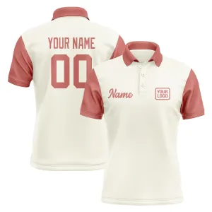 Custom Cream Copper Rose Short-Sleeve Polo Shirt