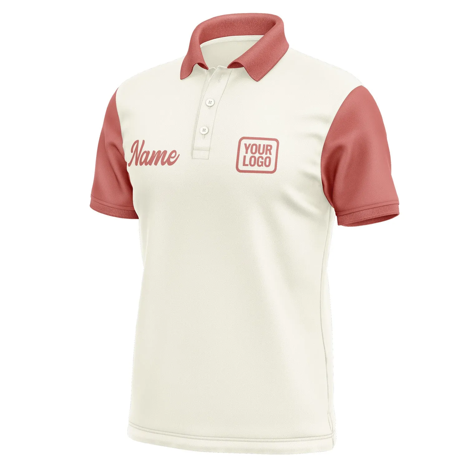 Custom Cream Copper Rose Short-Sleeve Polo Shirt