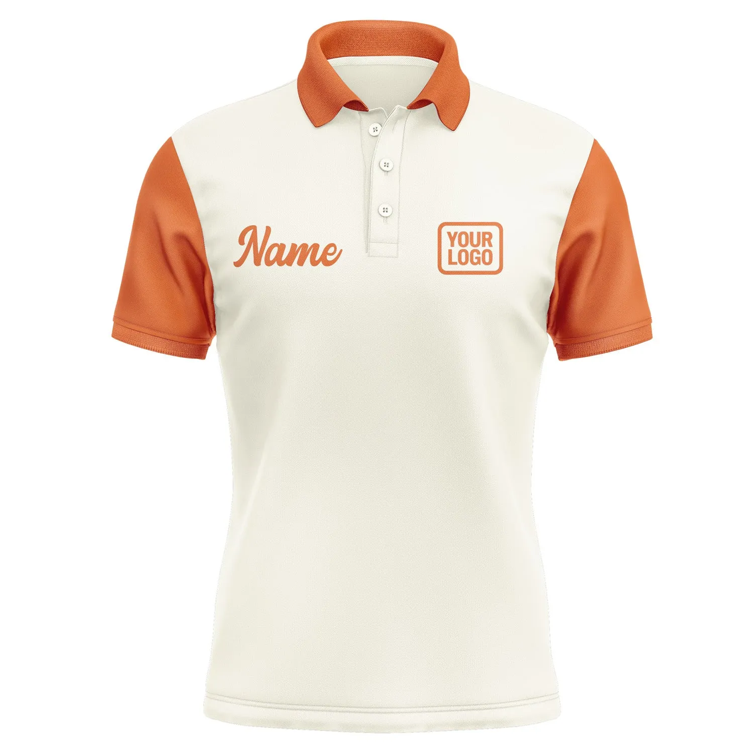 Custom Cream Orange Short-Sleeve Polo Shirt