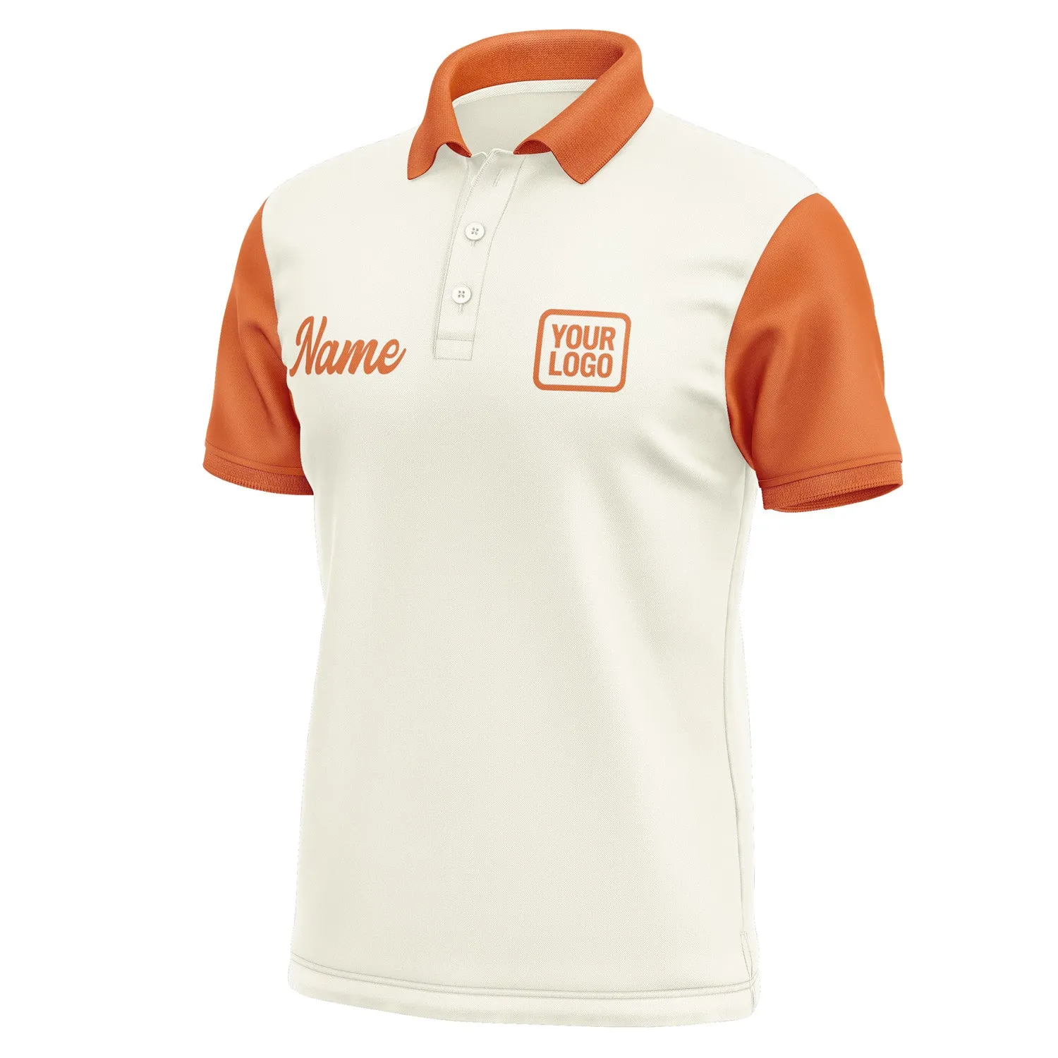 Custom Cream Orange Short-Sleeve Polo Shirt