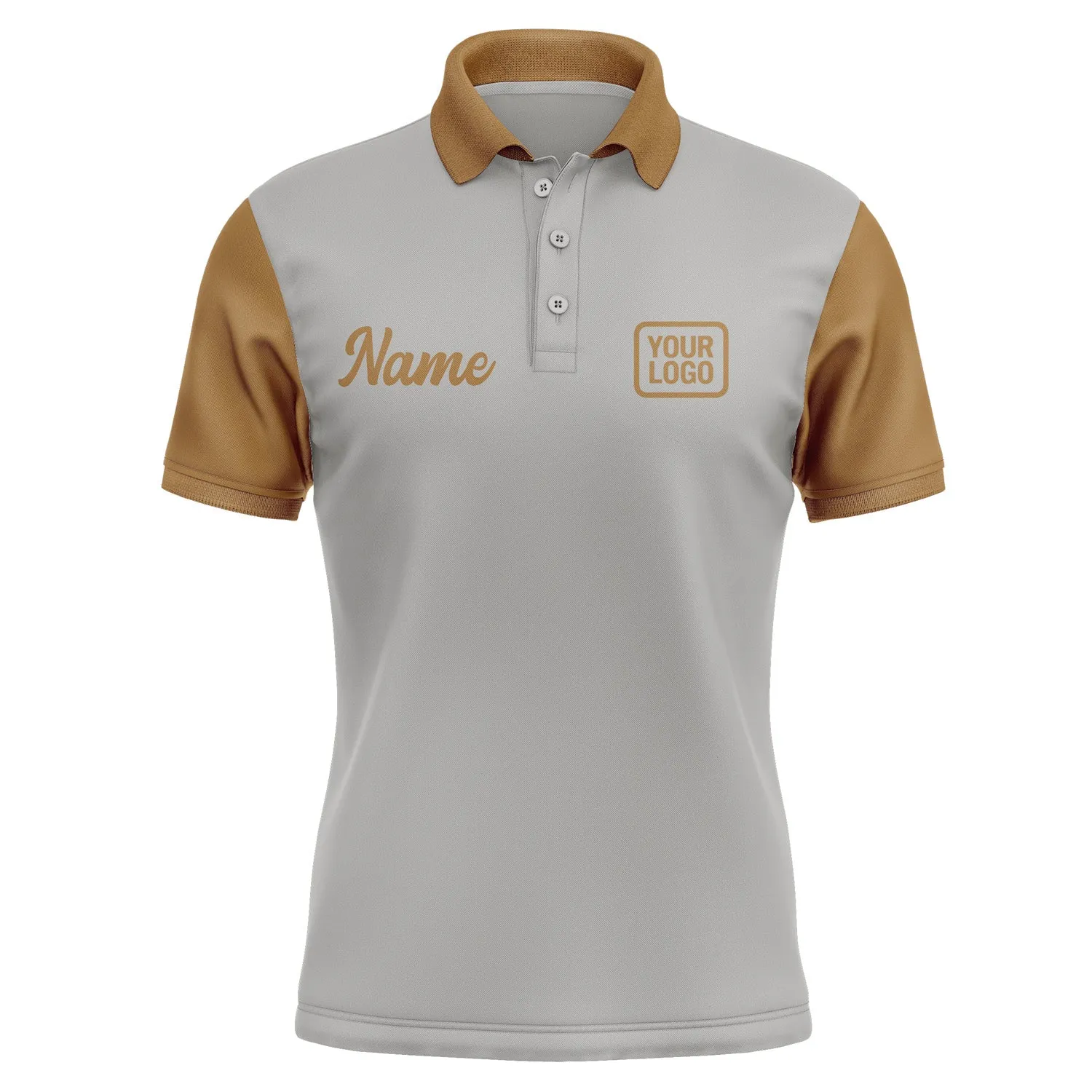 Custom Gray Khaki Short-Sleeve Polo Shirt