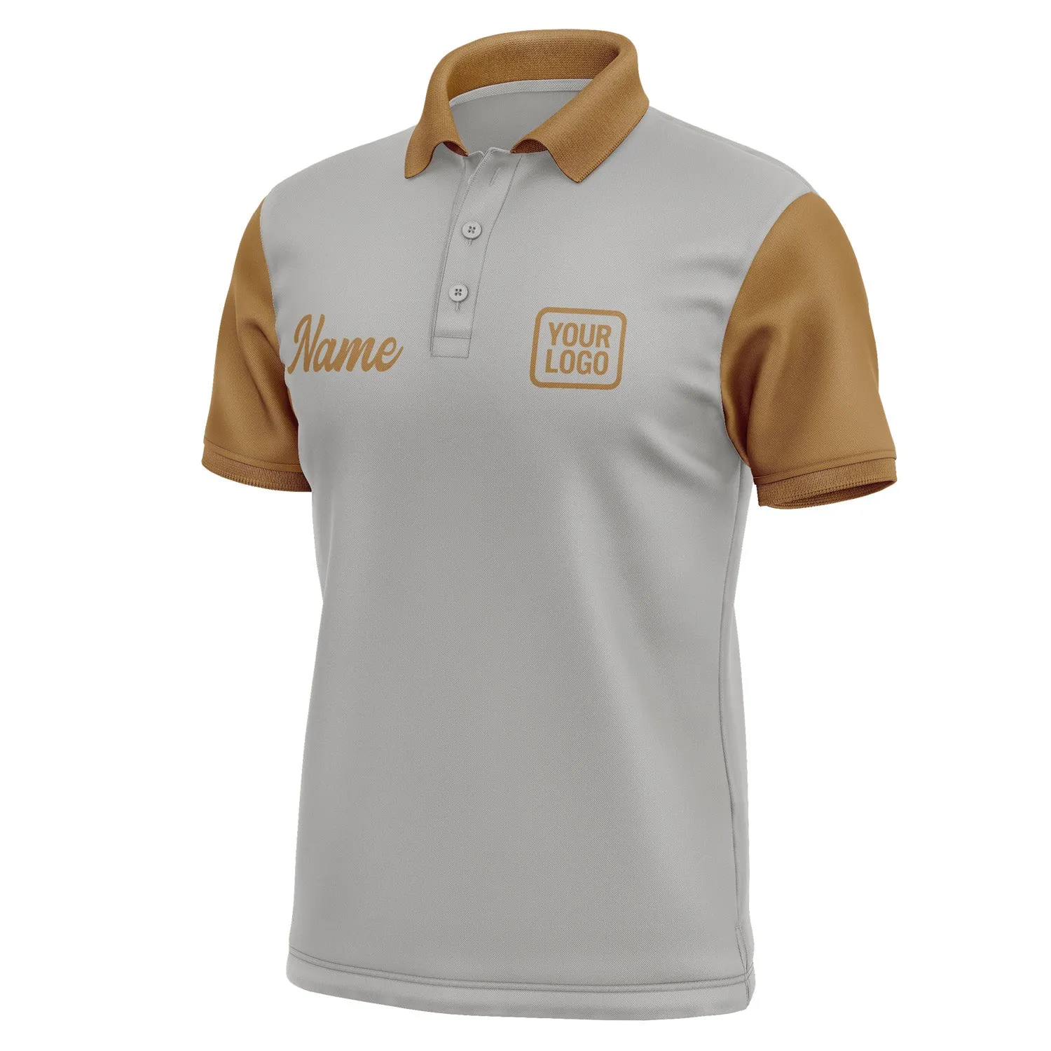 Custom Gray Khaki Short-Sleeve Polo Shirt