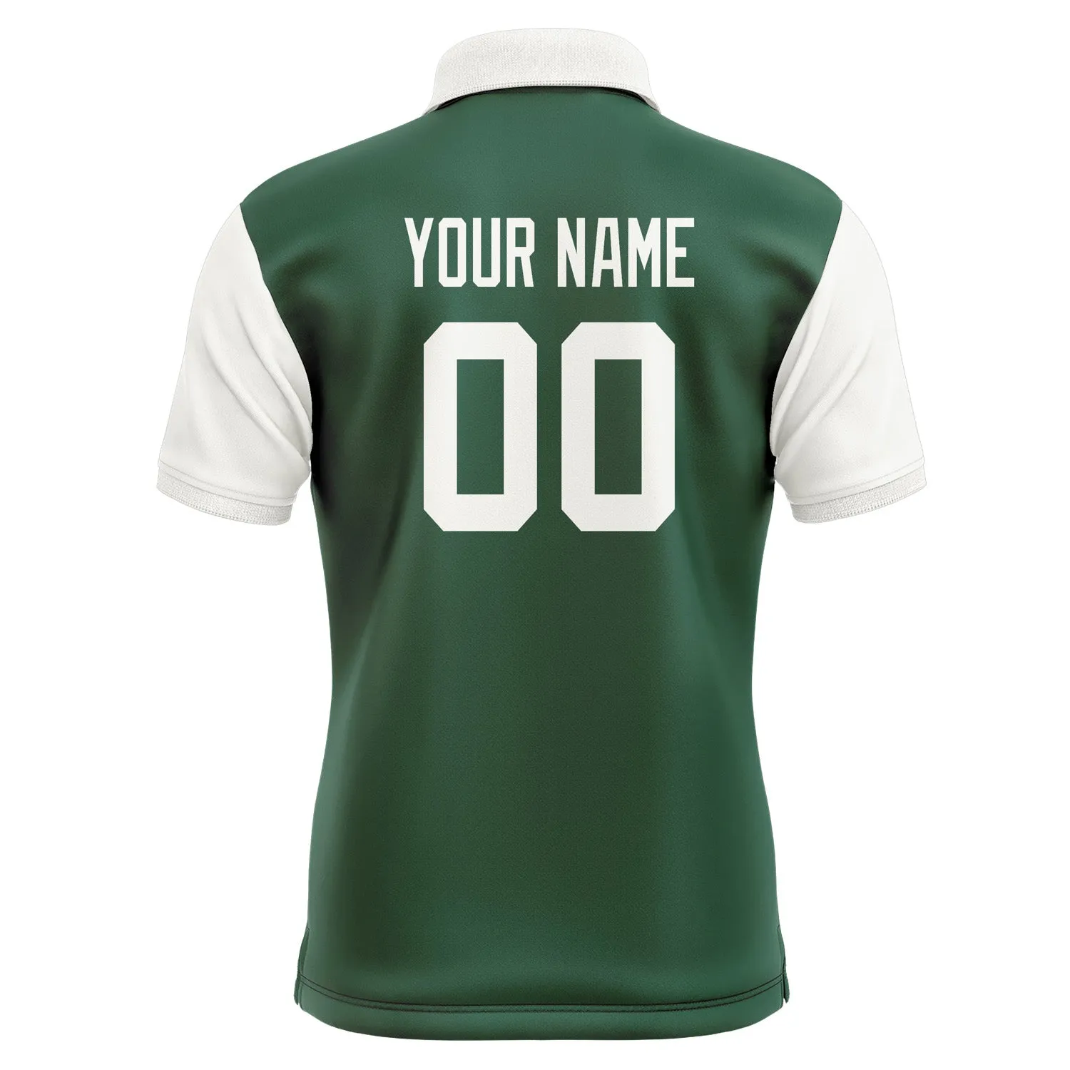 Custom Green White Short-Sleeve Polo Shirt