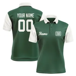 Custom Green White Short-Sleeve Polo Shirt