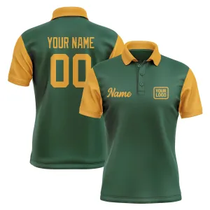Custom Green Yellow Short-Sleeve Polo Shirt