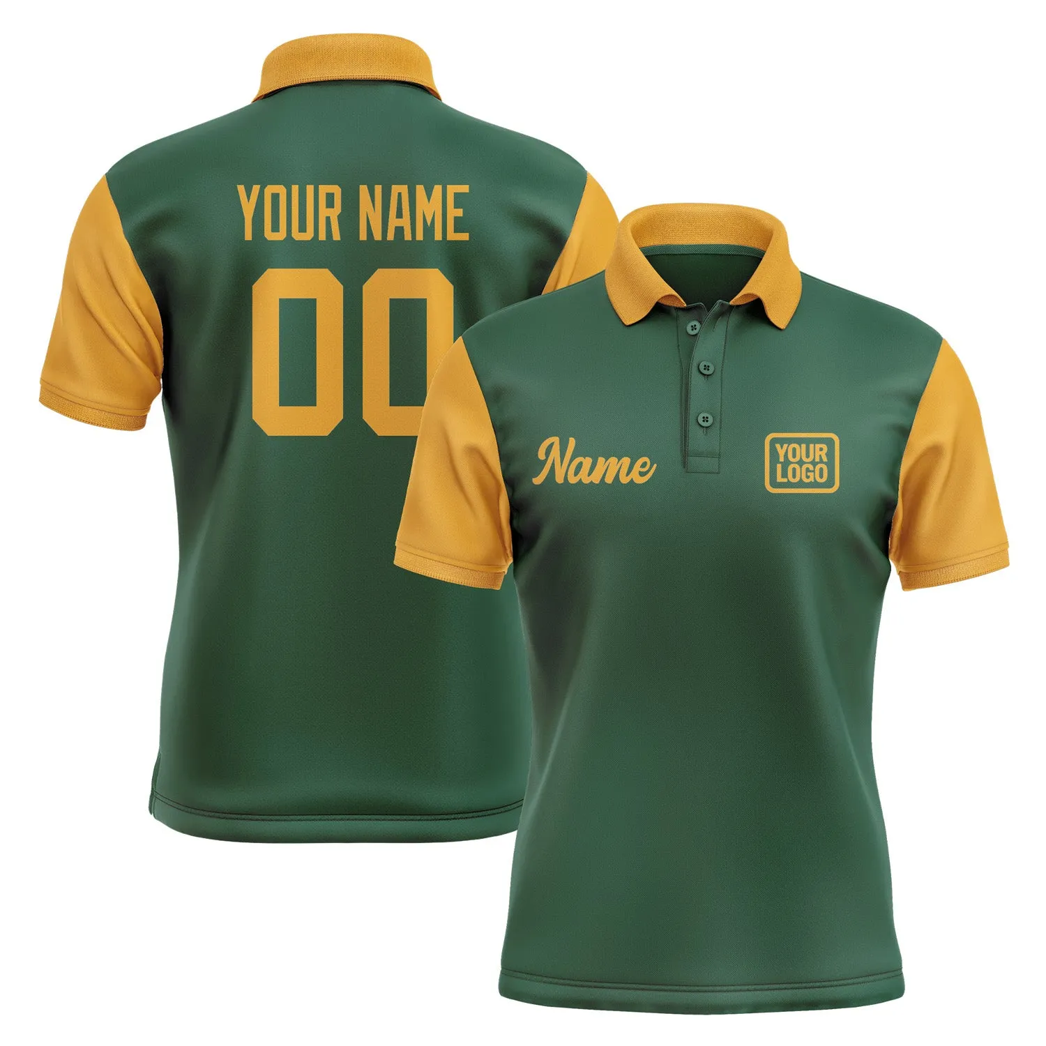 Custom Green Yellow Short-Sleeve Polo Shirt