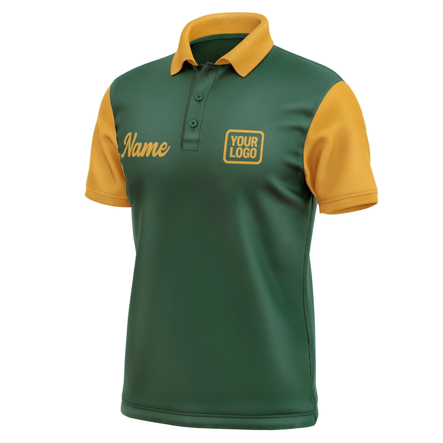 Custom Green Yellow Short-Sleeve Polo Shirt