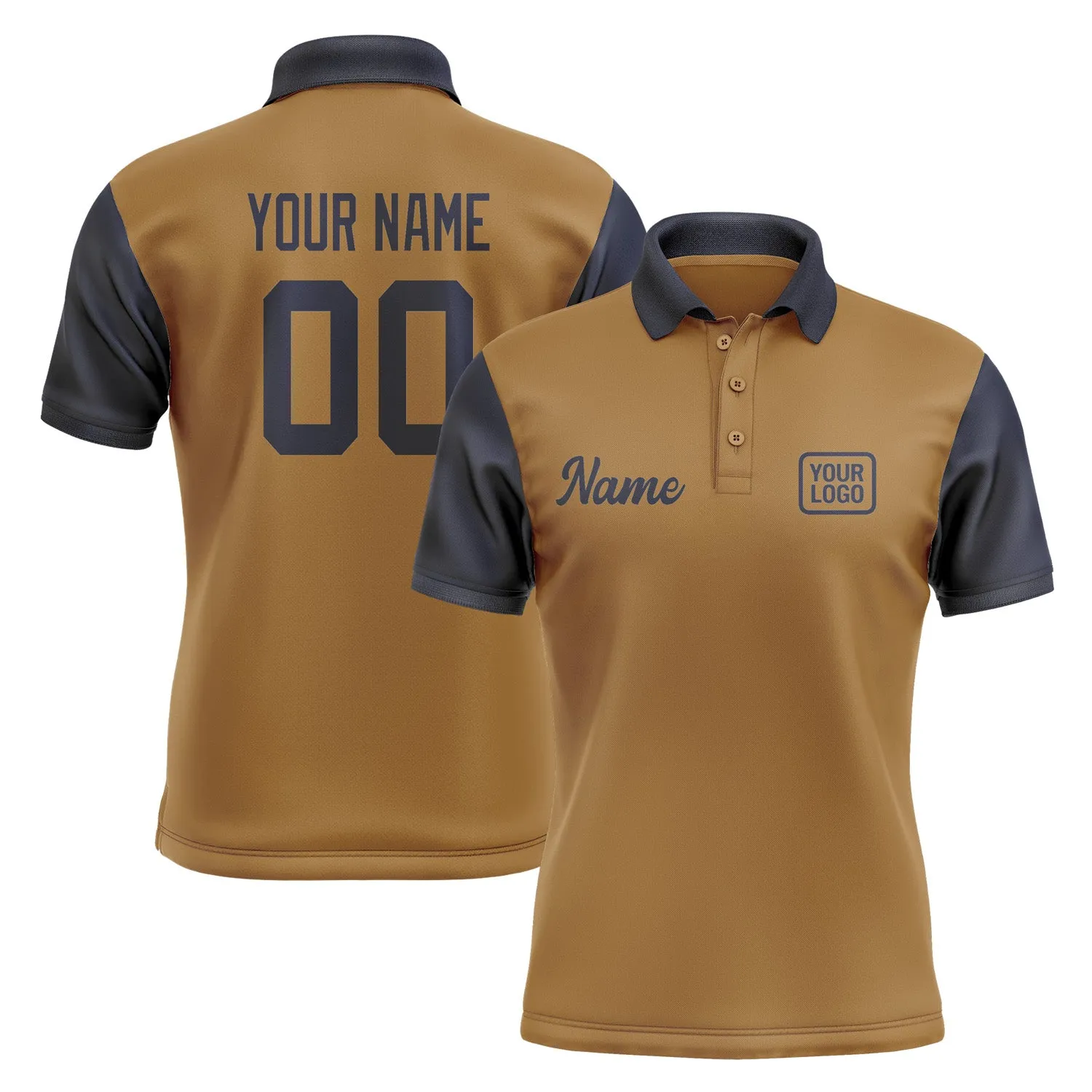 Custom Khaki Navy Short-Sleeve Polo Shirt