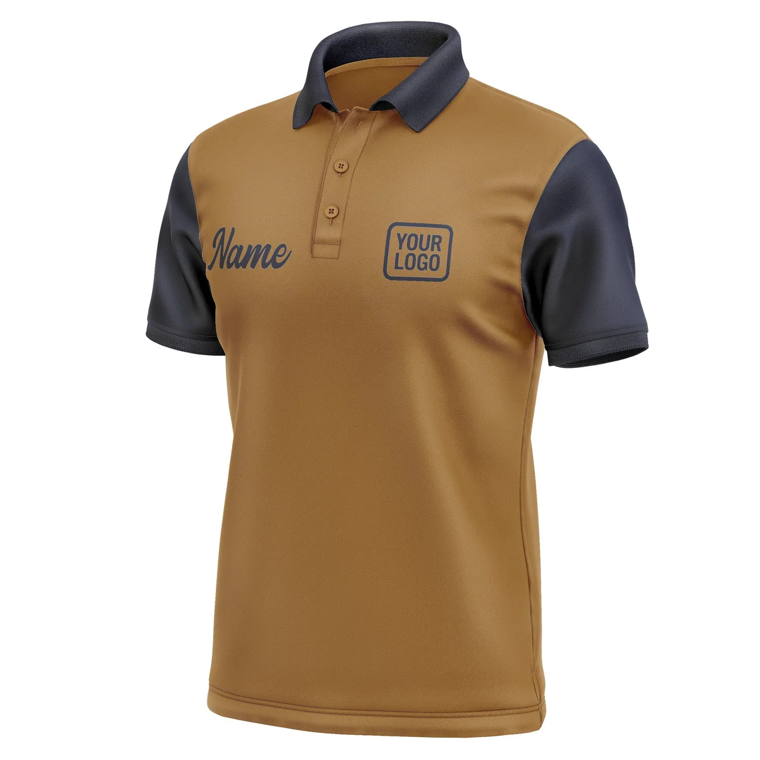Custom Khaki Navy Short-Sleeve Polo Shirt