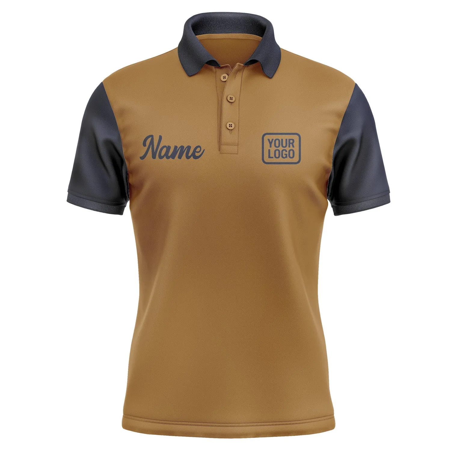 Custom Khaki Navy Short-Sleeve Polo Shirt