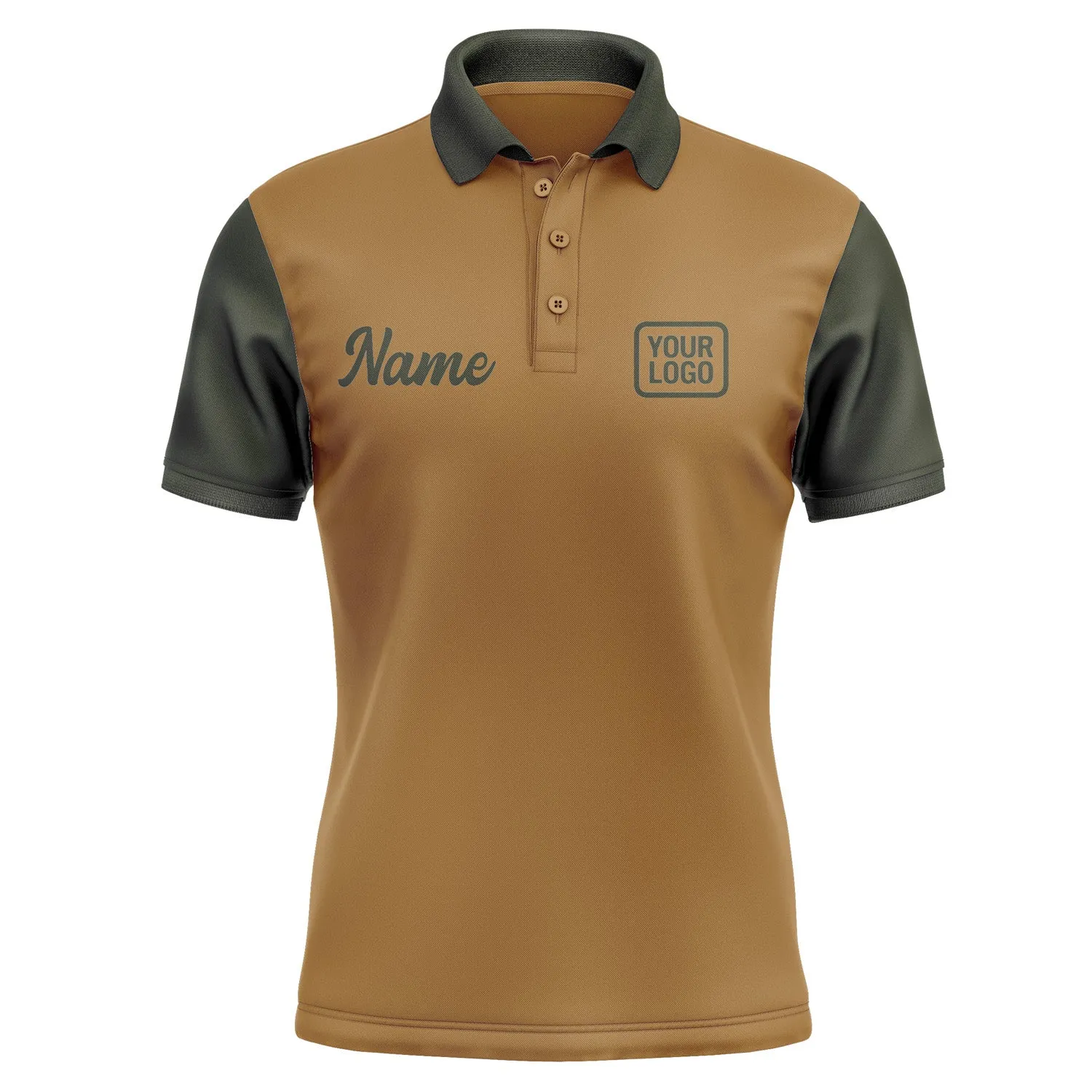 Custom Khaki Olive Short-Sleeve Polo Shirt