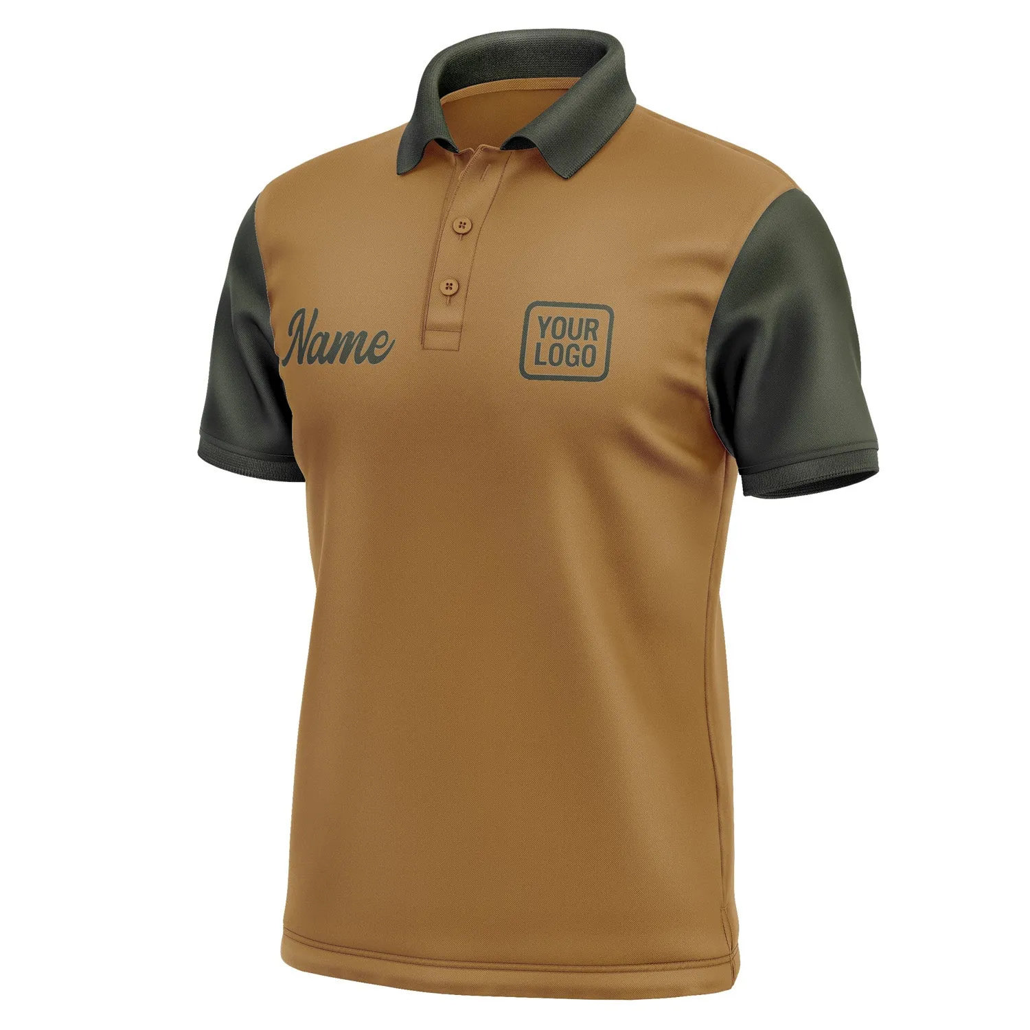 Custom Khaki Olive Short-Sleeve Polo Shirt