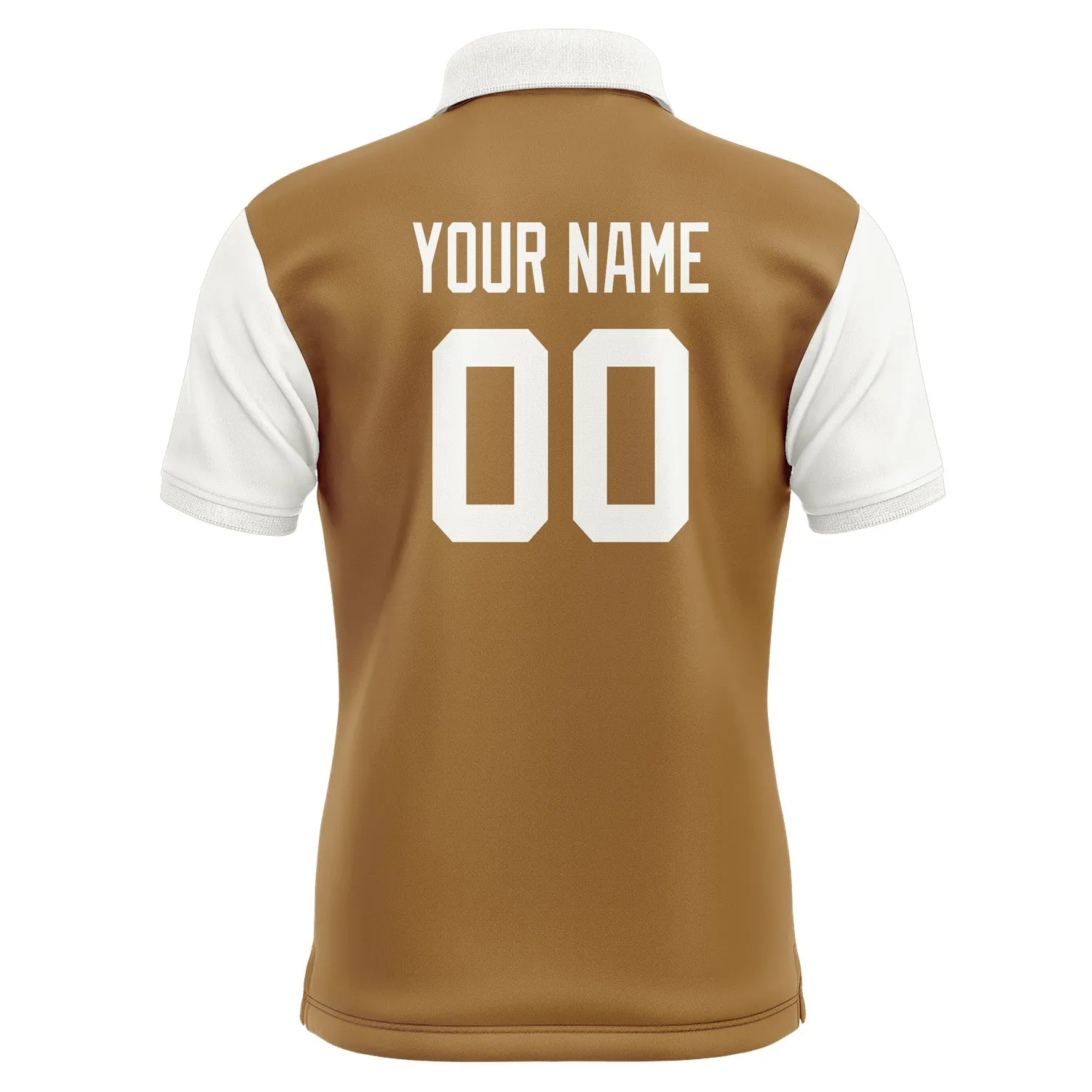 Custom Khaki White Short-Sleeve Polo Shirt