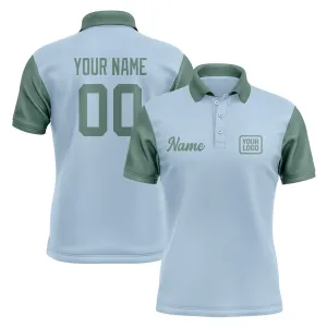 Custom Light Blue Blue Green Short-Sleeve Polo Shirt