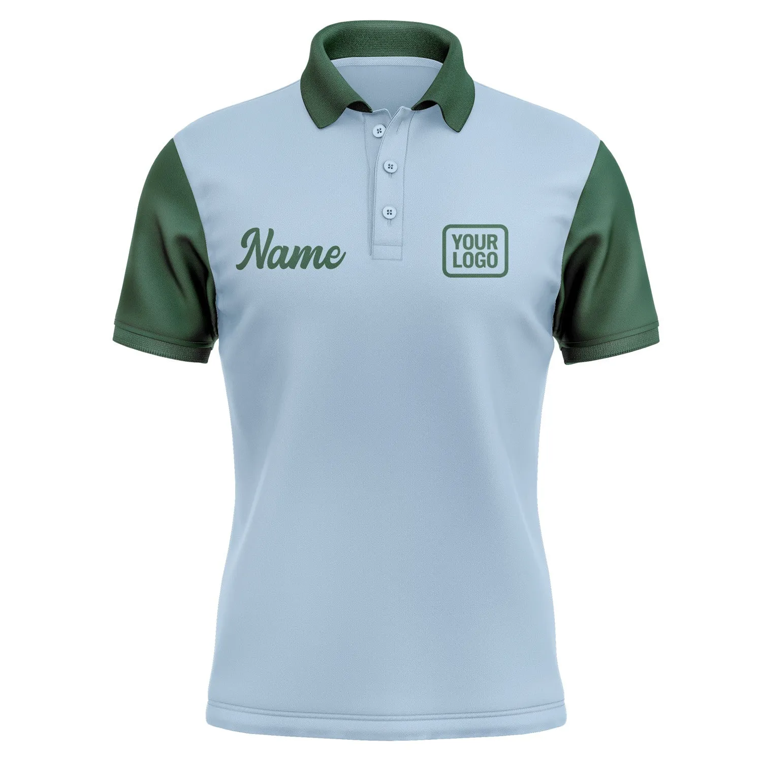 Custom Light Blue Green Short-Sleeve Polo Shirt