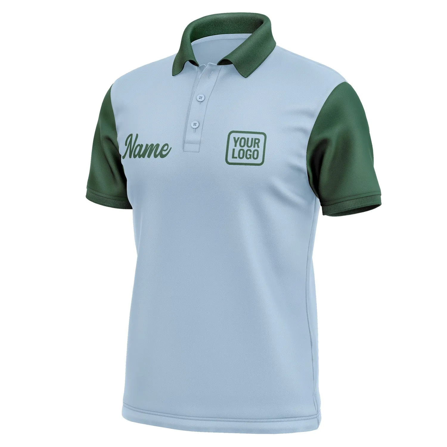 Custom Light Blue Green Short-Sleeve Polo Shirt