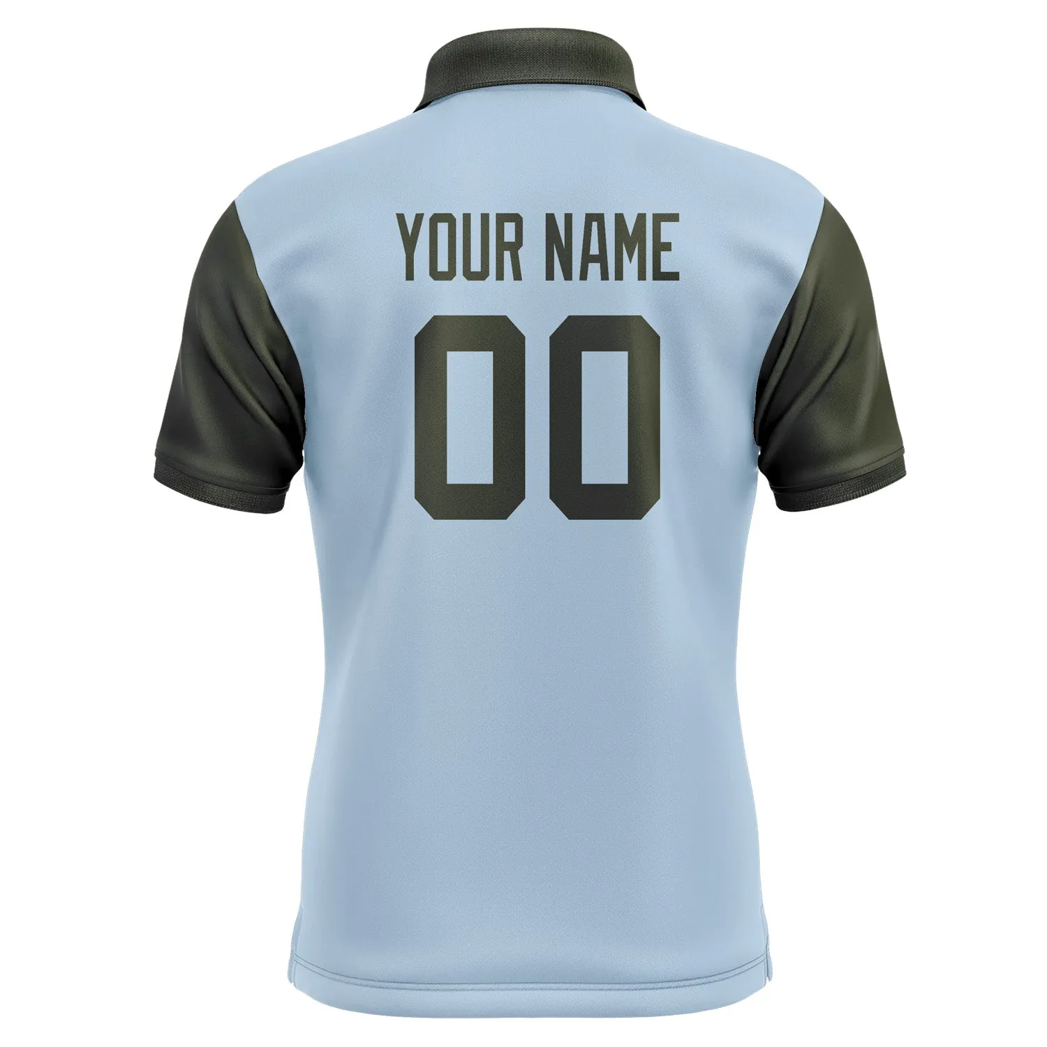 Custom Light Blue Olive Short-Sleeve Polo Shirt