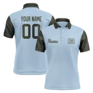 Custom Light Blue Olive Short-Sleeve Polo Shirt