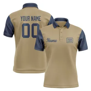 Custom Light Khaki Blue Short-Sleeve Polo Shirt