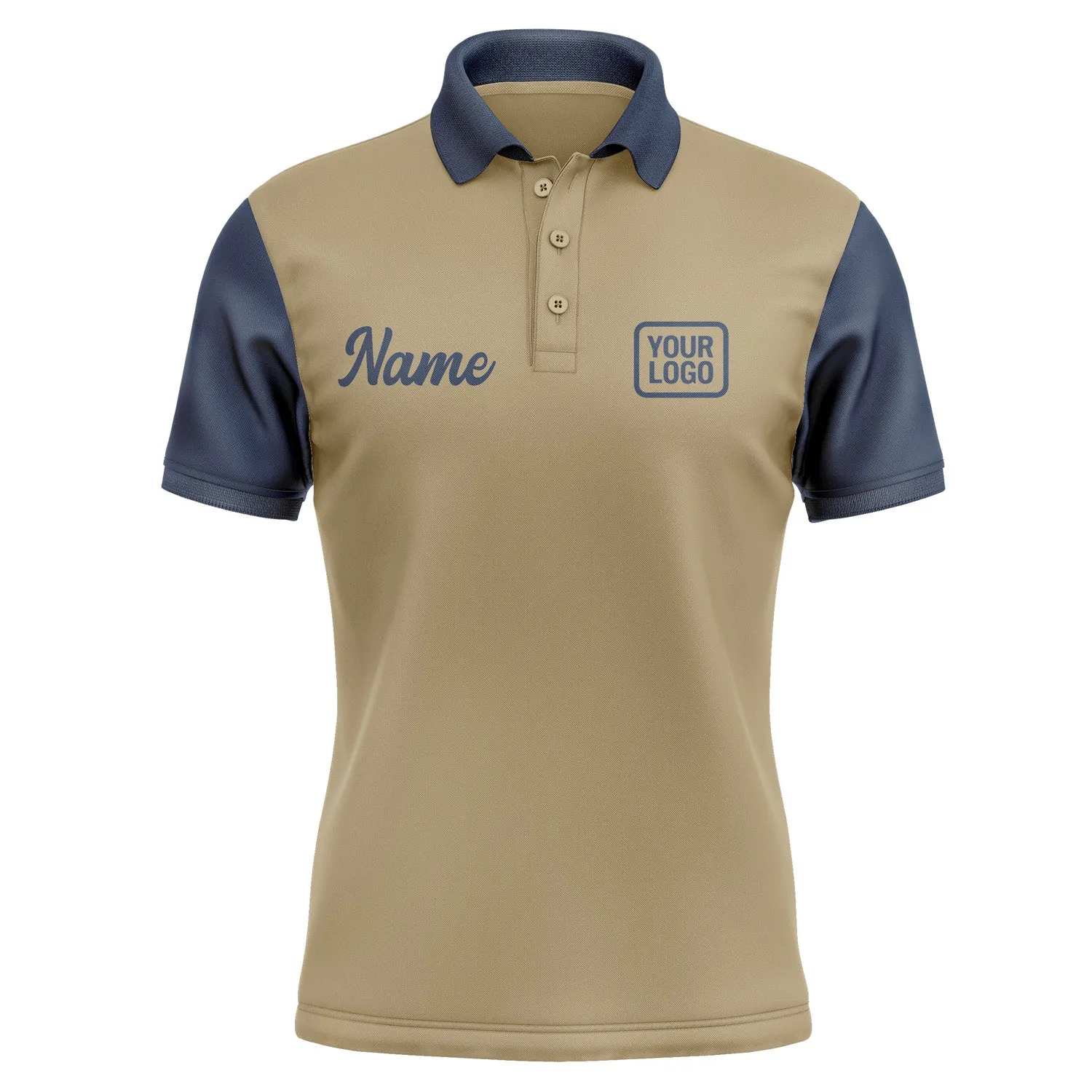 Custom Light Khaki Blue Short-Sleeve Polo Shirt