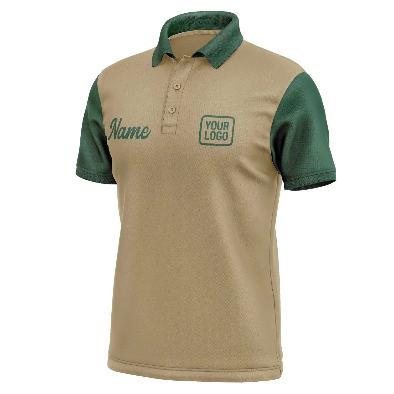 Custom Light Khaki Green Short-Sleeve Polo Shirt
