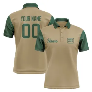 Custom Light Khaki Green Short-Sleeve Polo Shirt