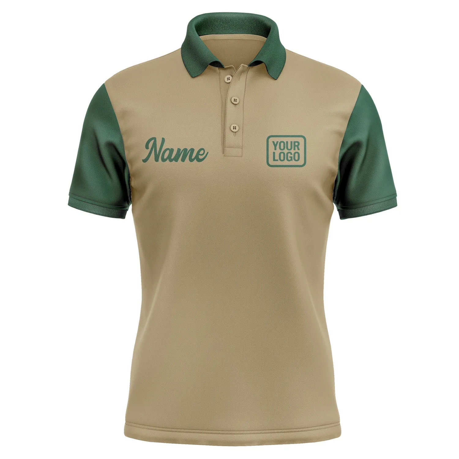 Custom Light Khaki Green Short-Sleeve Polo Shirt