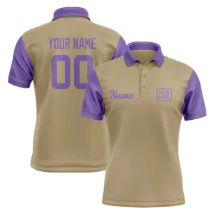 Custom Light Khaki Light Purple Short-Sleeve Polo Shirt