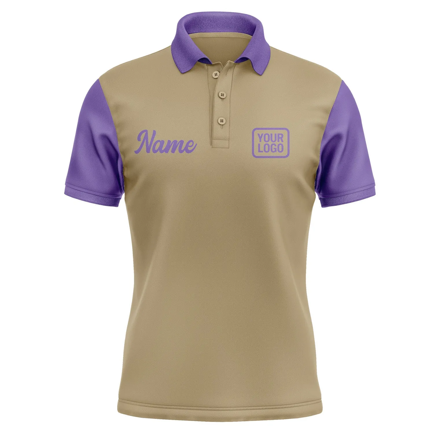 Custom Light Khaki Light Purple Short-Sleeve Polo Shirt