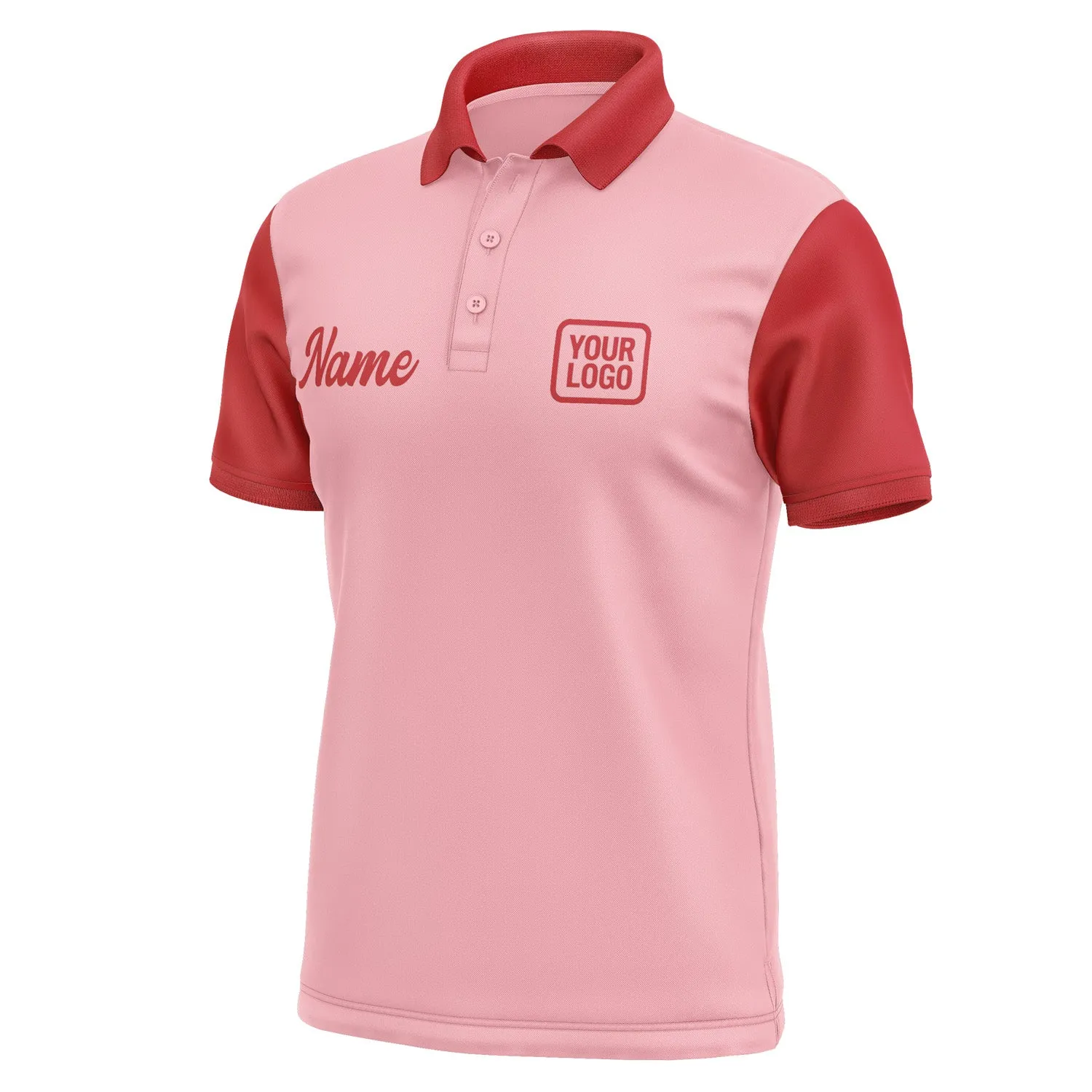 Custom Light Pink Red Short-Sleeve Polo Shirt