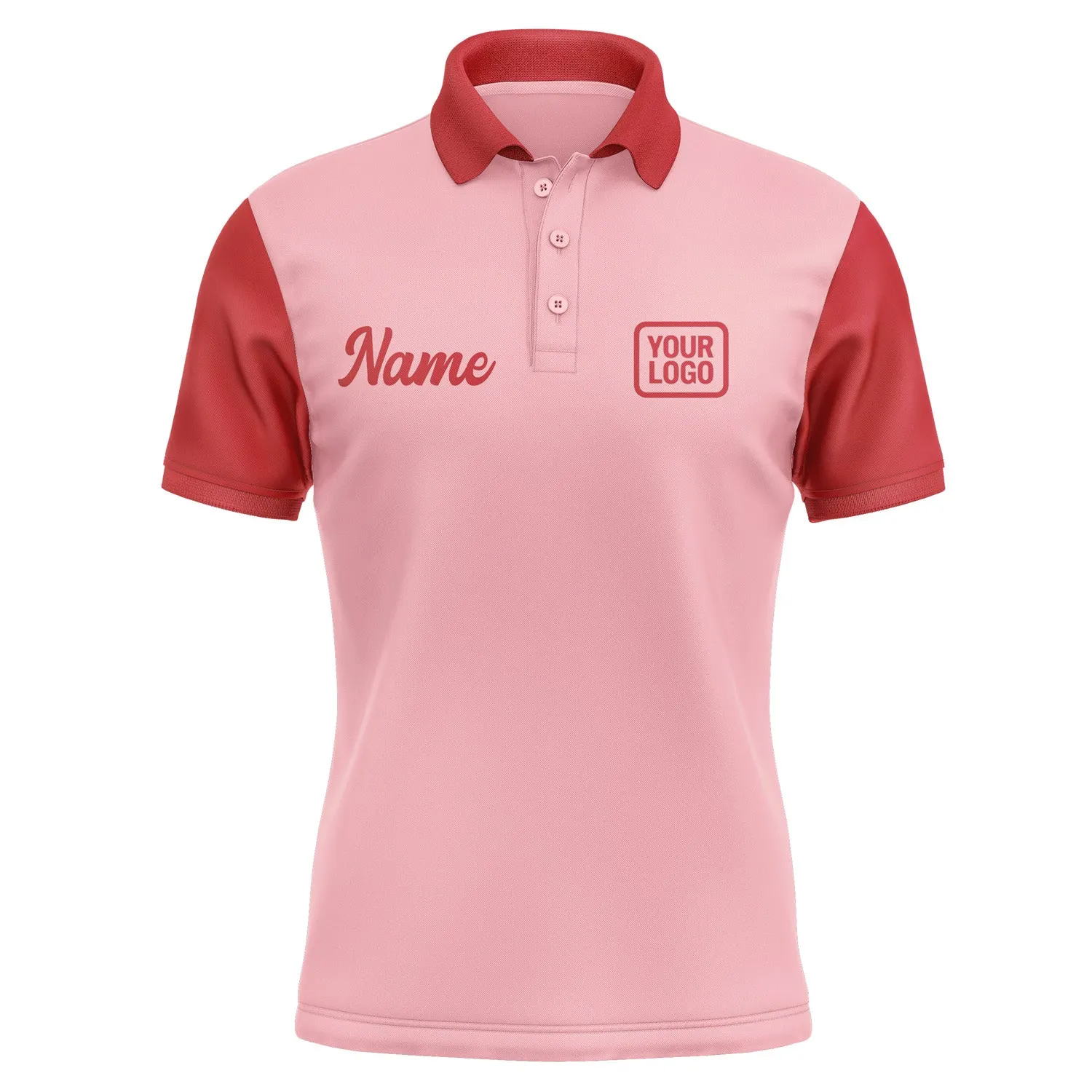 Custom Light Pink Red Short-Sleeve Polo Shirt