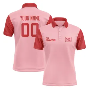 Custom Light Pink Red Short-Sleeve Polo Shirt