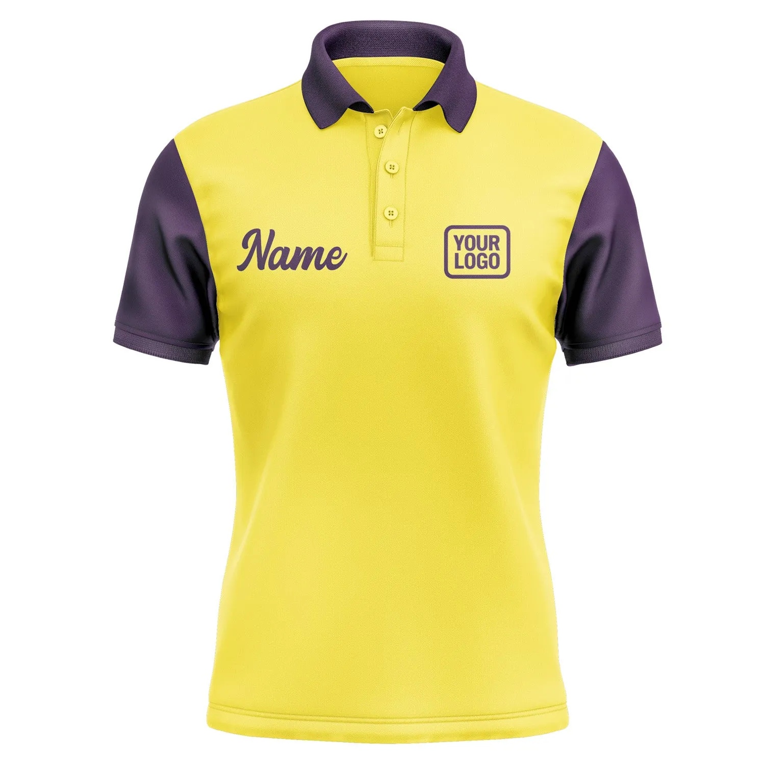 Custom Light Yellow Purple Short-Sleeve Polo Shirt