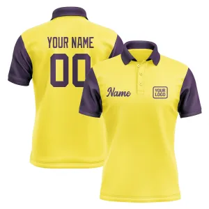 Custom Light Yellow Purple Short-Sleeve Polo Shirt