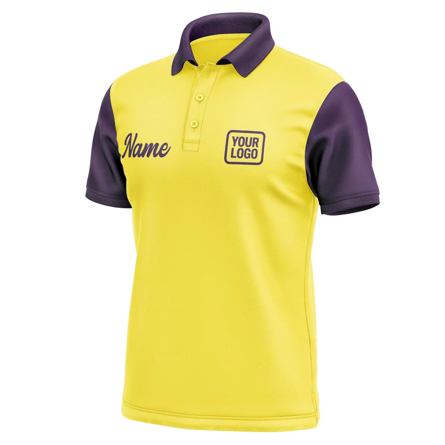 Custom Light Yellow Purple Short-Sleeve Polo Shirt