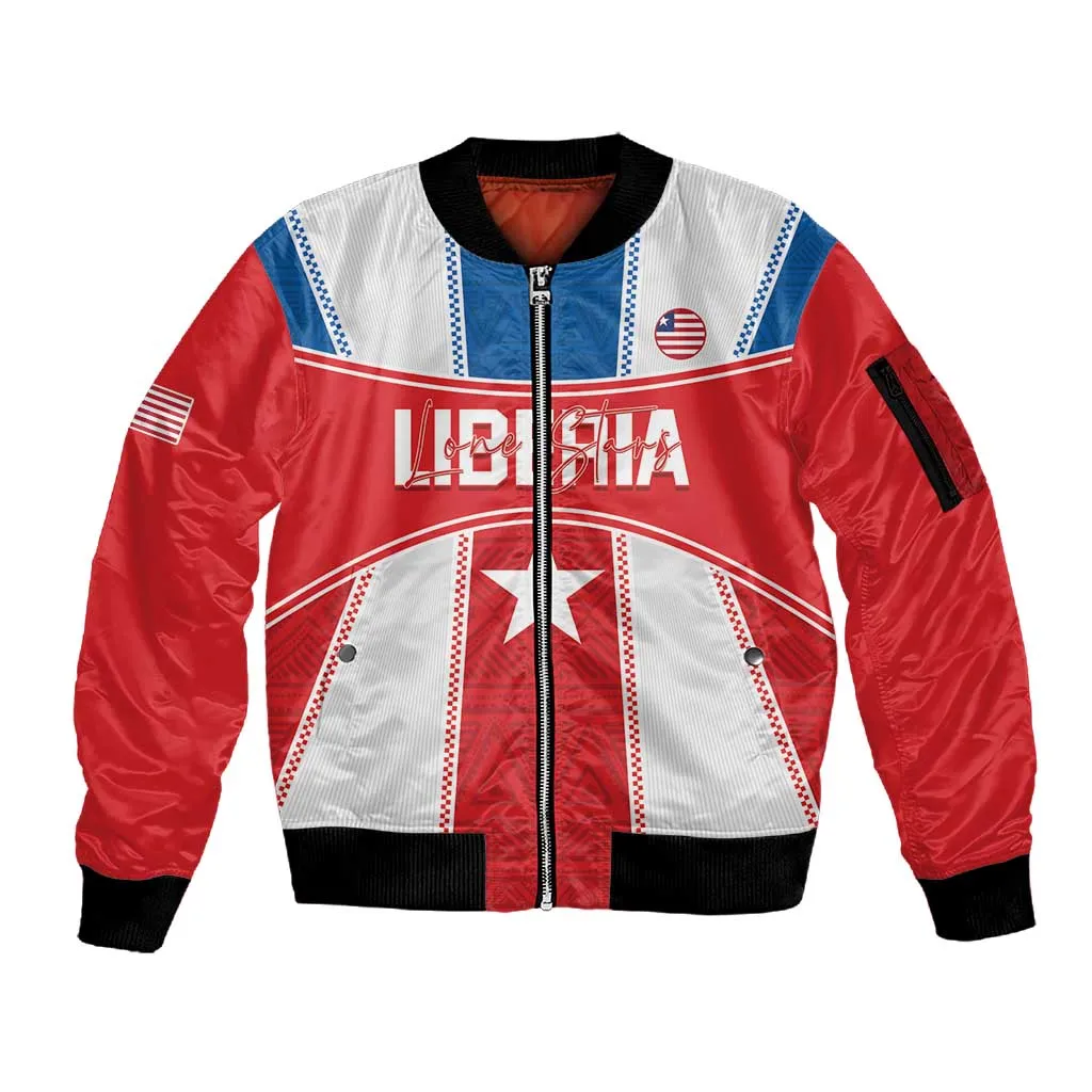Custom Lone Stars Sleeve Zip Bomber Jacket Liberia Football - Sporty Style LT14