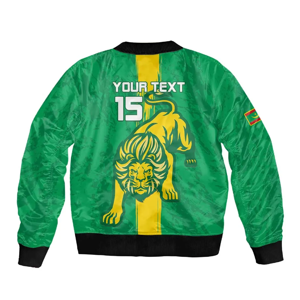 Custom Mauritania Football Sleeve Zip Bomber Jacket Go Lions of Chinguetti LT15