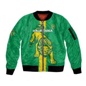 Custom Mauritania Football Sleeve Zip Bomber Jacket Go Lions of Chinguetti LT15