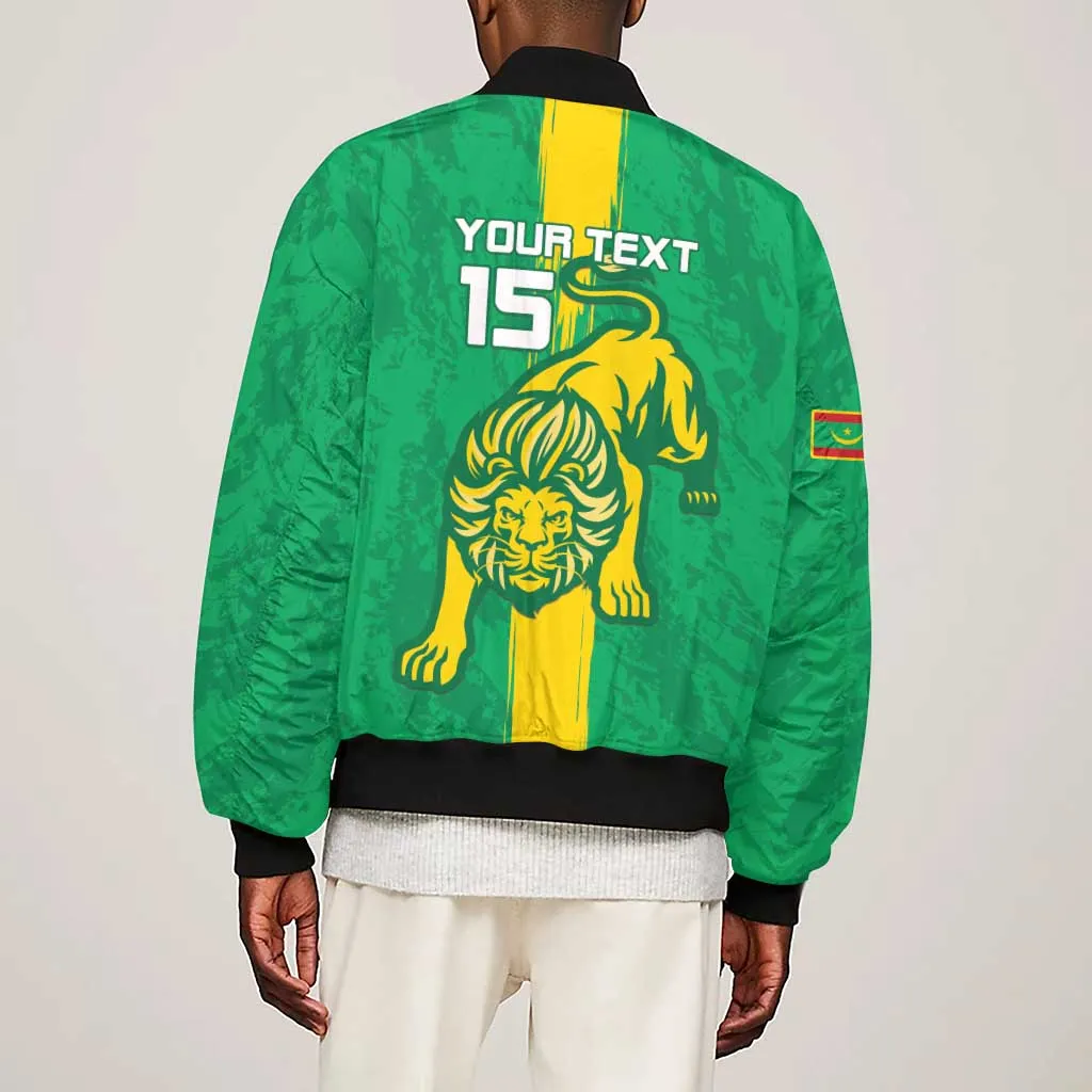 Custom Mauritania Football Sleeve Zip Bomber Jacket Go Lions of Chinguetti LT15