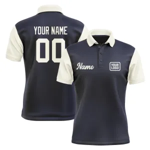 Custom Navy Cream Short-Sleeve Polo Shirt