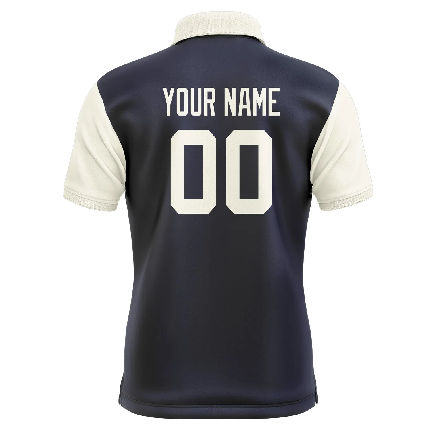 Custom Navy Cream Short-Sleeve Polo Shirt