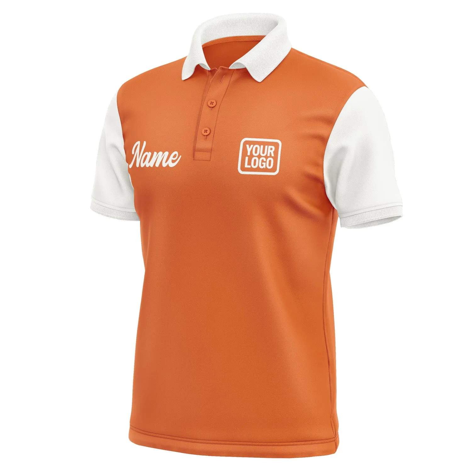 Custom Orange White Short-Sleeve Polo Shirt
