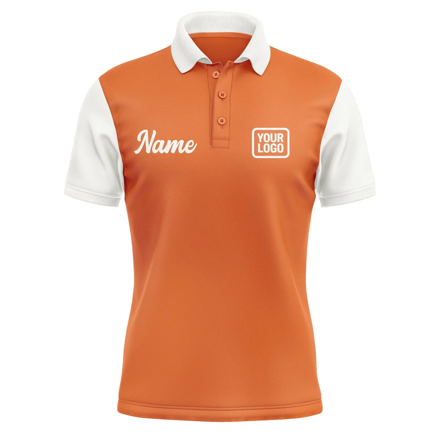 Custom Orange White Short-Sleeve Polo Shirt
