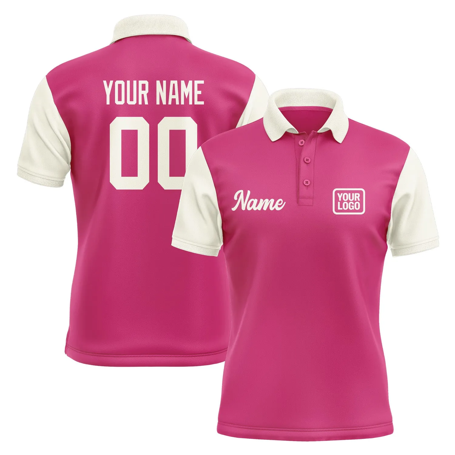 Custom Pink Cream Short-Sleeve Polo Shirt