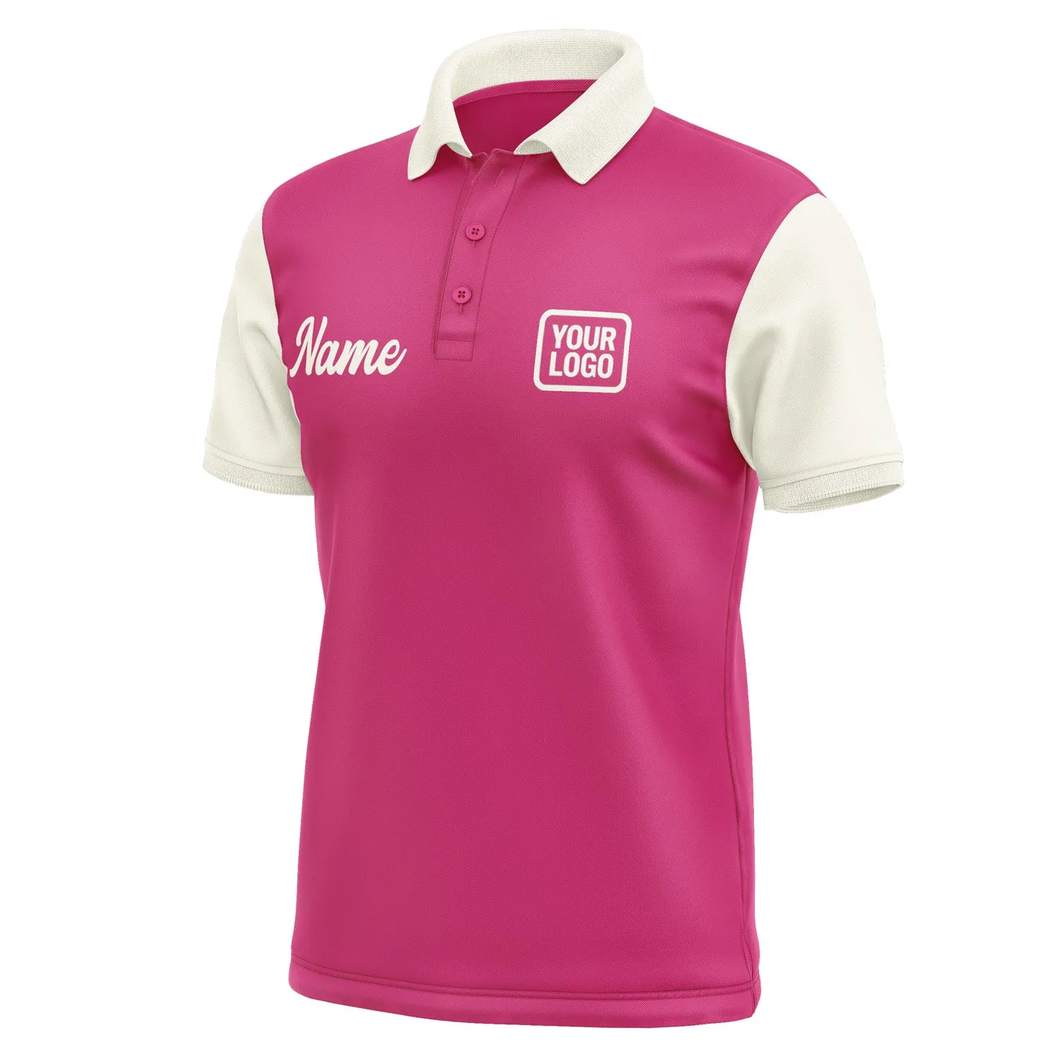Custom Pink Cream Short-Sleeve Polo Shirt