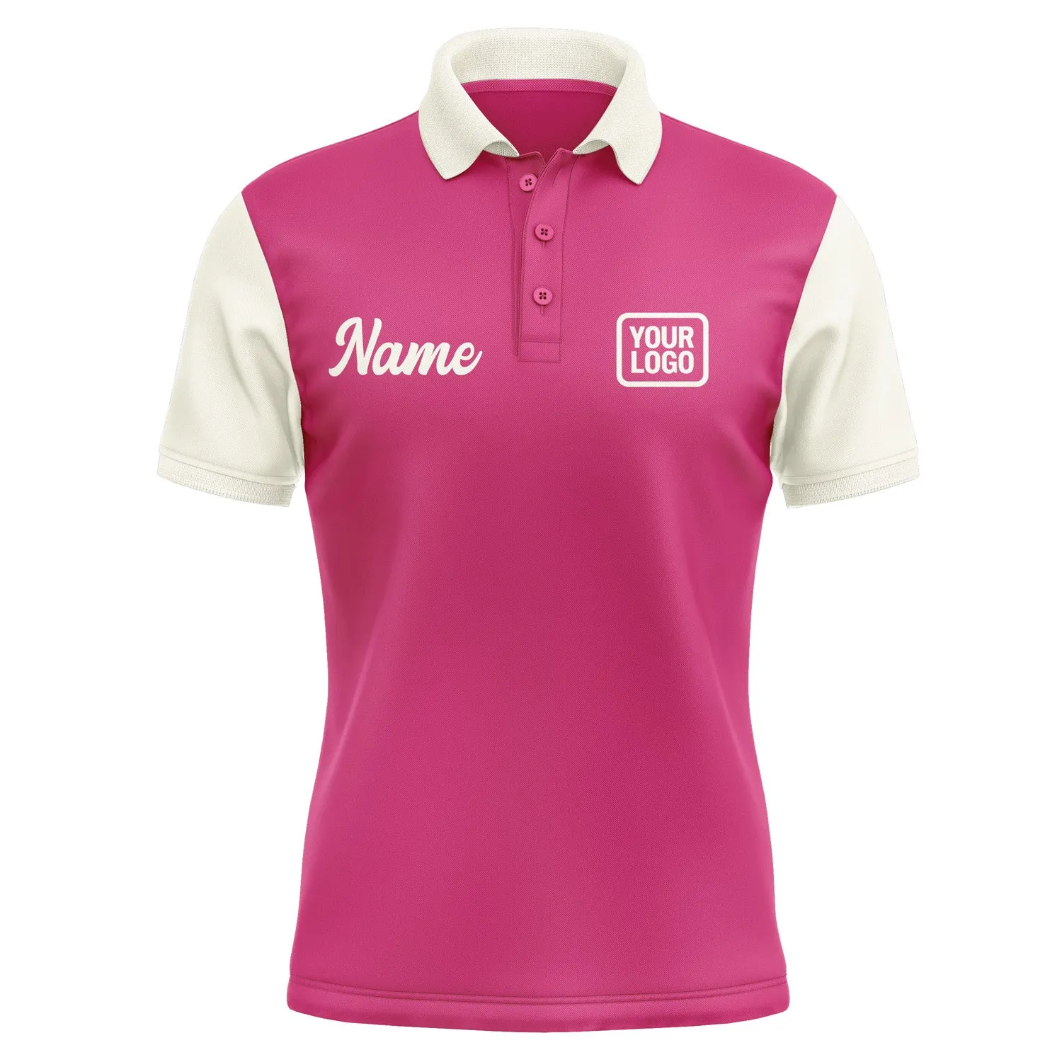 Custom Pink Cream Short-Sleeve Polo Shirt