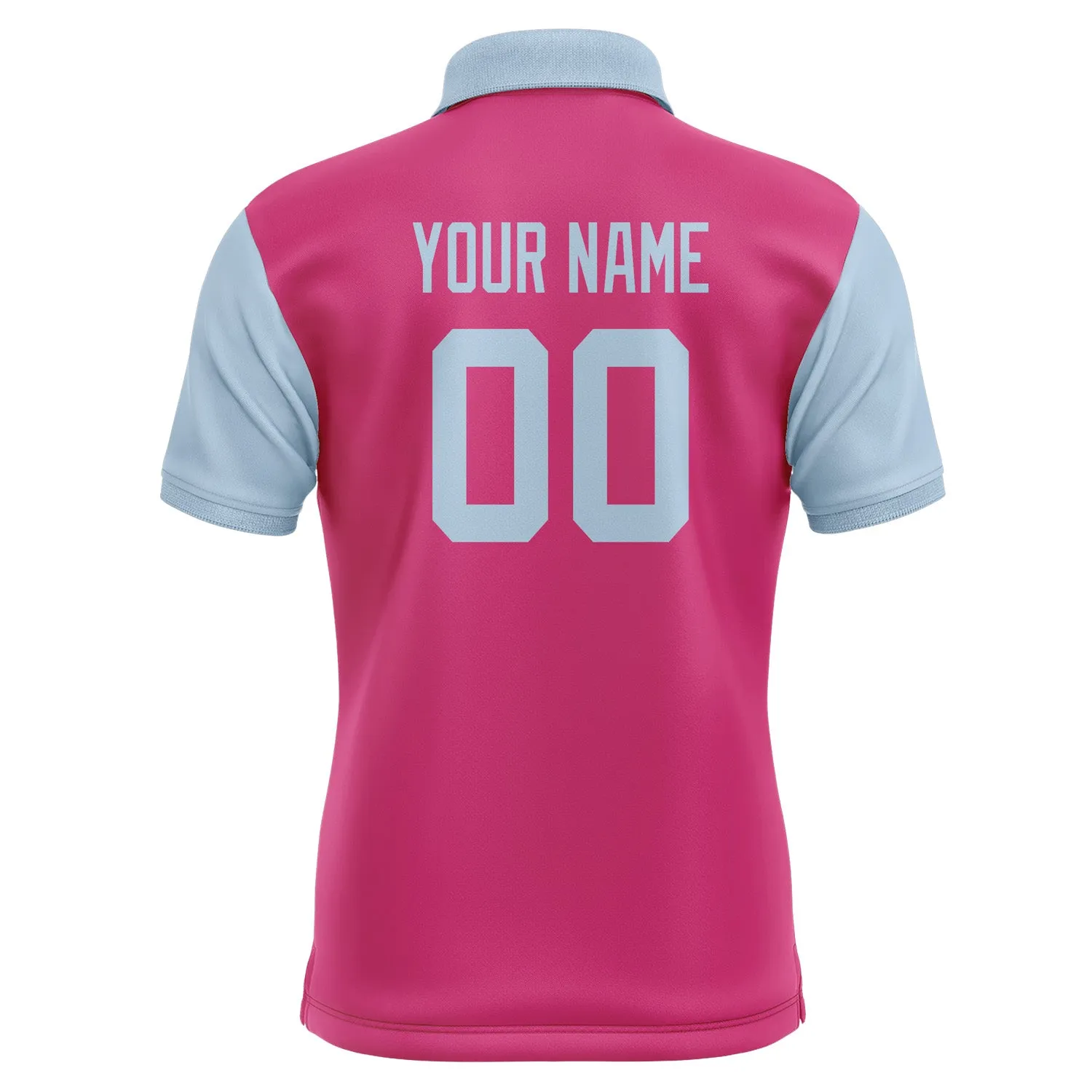Custom Pink Light Blue Short-Sleeve Polo Shirt