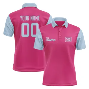 Custom Pink Light Blue Short-Sleeve Polo Shirt