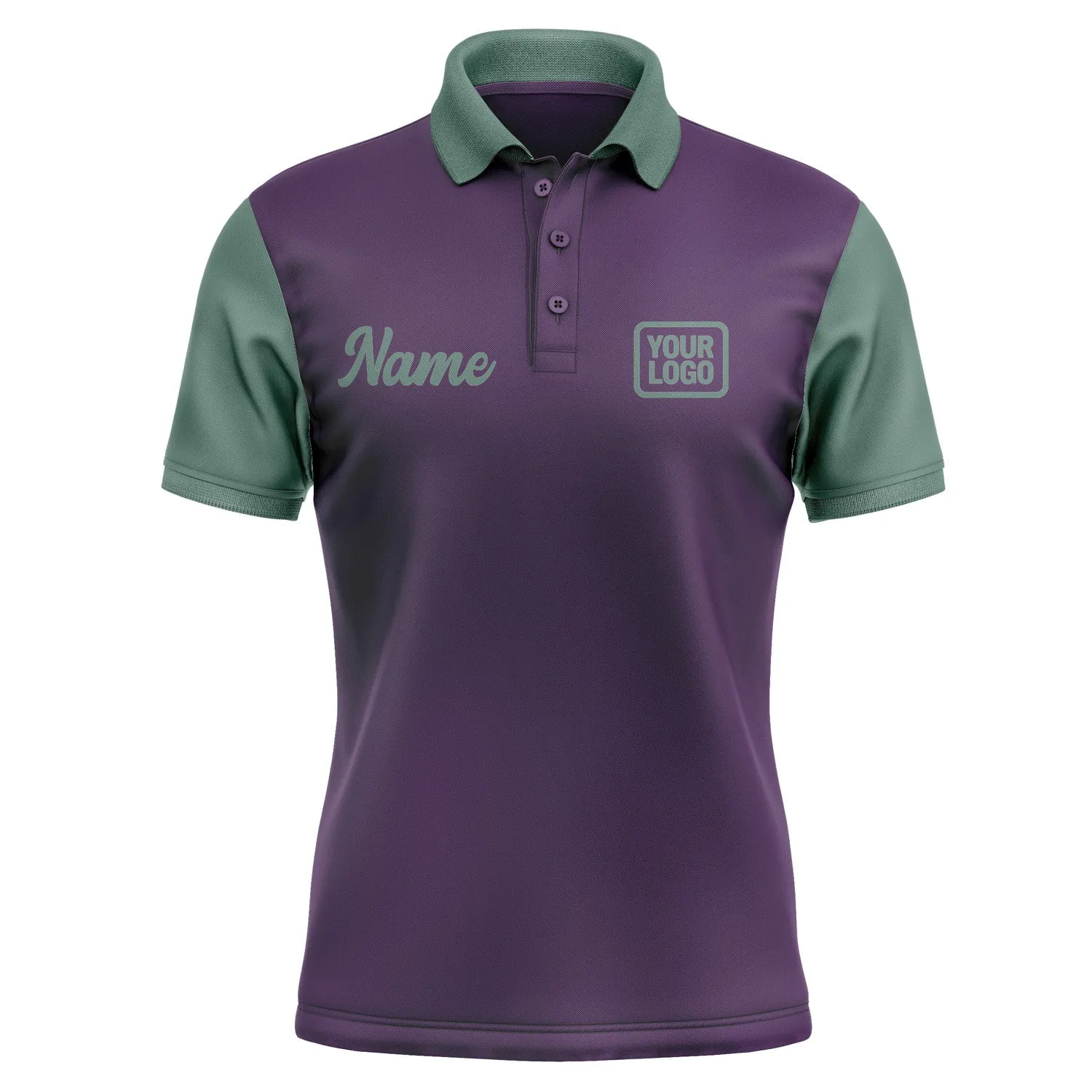 Custom Purple Blue Green Short-Sleeve Polo Shirt